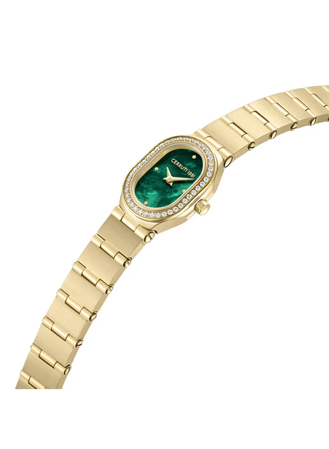 شيروتي 1881 Aosta Yellow Gold Plated Stainless Steel Bracelet Analog Watch for Women, 19mm